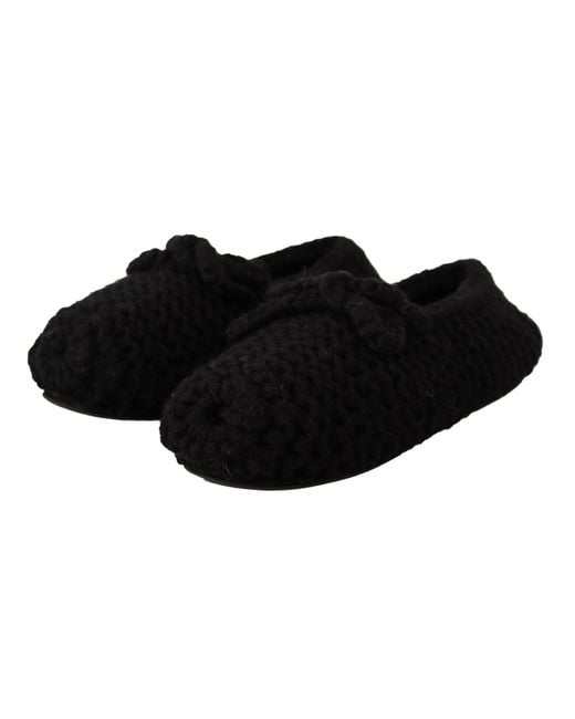 Dolce & Gabbana Black Elegant Wool Knit Ballet Flats