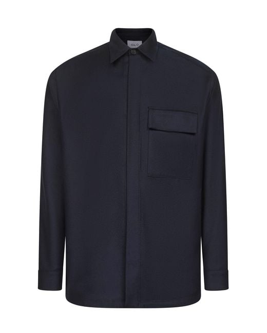 D 40 Blue Virgin Wool Shirt Jacket for men