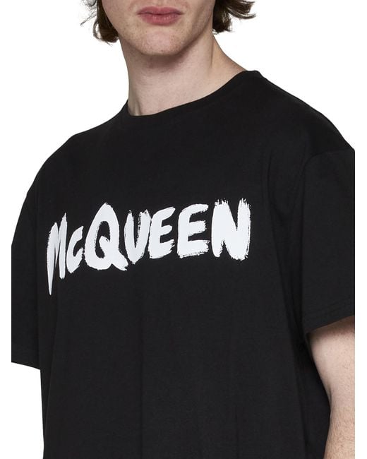 Alexander McQueen Black Graffiti Print T-Shirt for men