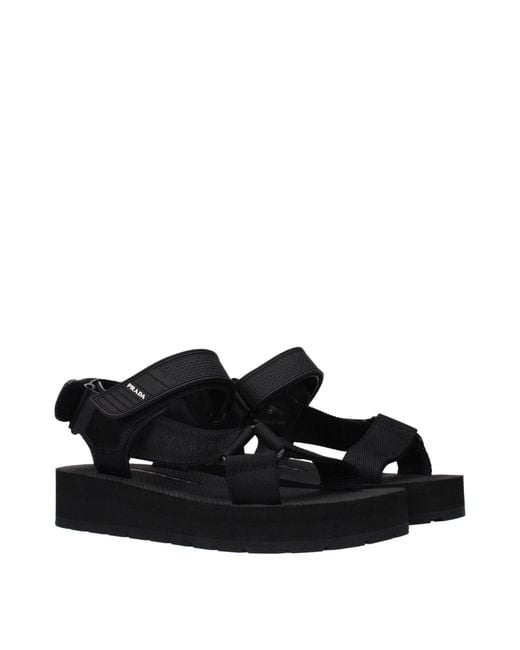 Prada Black Fabric Flat Sandals