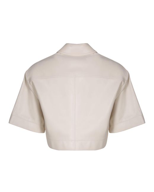 Stand Studio Natural Ivory Faux Leather Shirt By