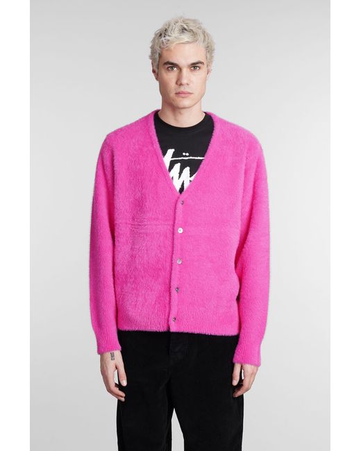 Stussy Cardigan In Fuxia Acrylic in Pink for Men Lyst