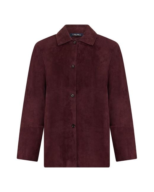 Max Mara Red Suede Jacket Lambskin Leather