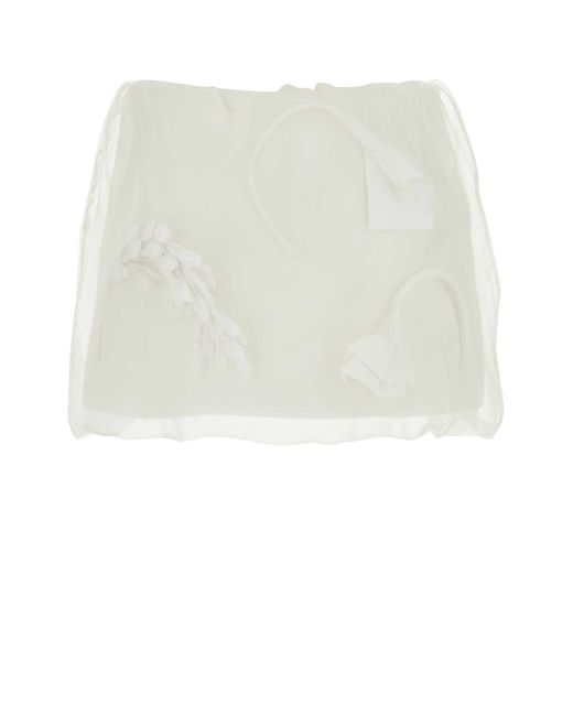 Prada White Satin And Organza Mini Skirt