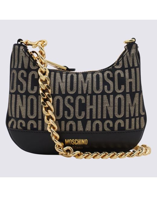 Moschino Black And Allover Medium Crossbody Bag