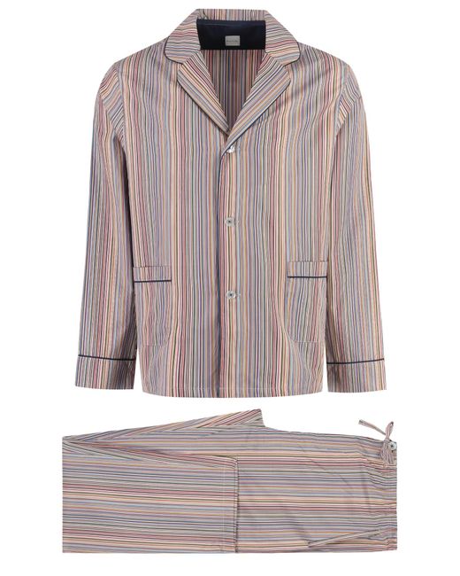 PS by Paul Smith Brown Striped Cotton Pyjamas Pajama for men