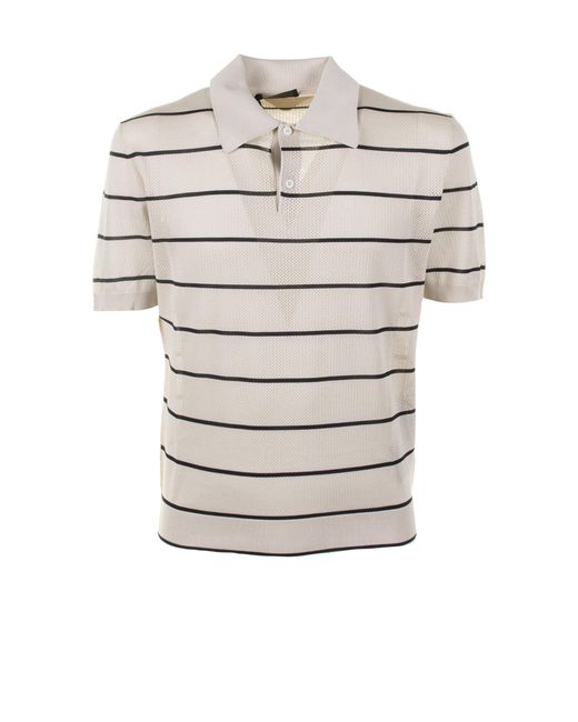 Prada White Striped Polo Shirt for men