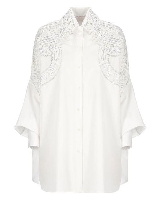Ermanno Scervino White Cotton Shirt With Strass
