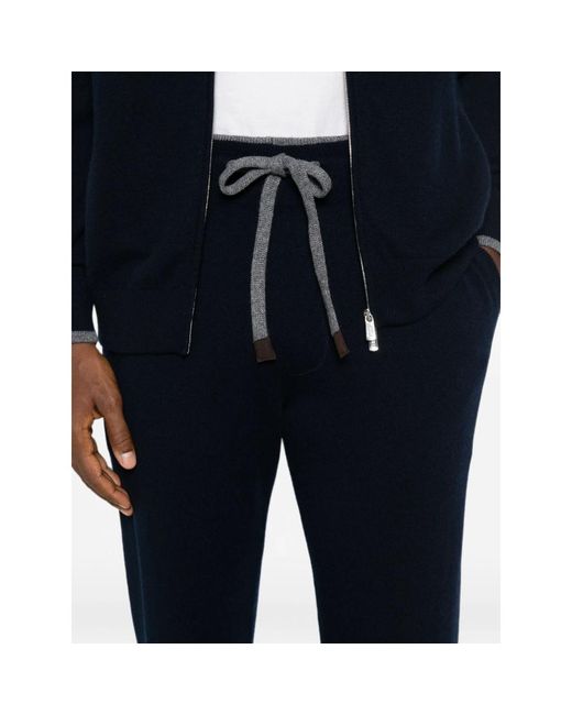 Fedeli Blue Davis Drawstring Track Pants for men