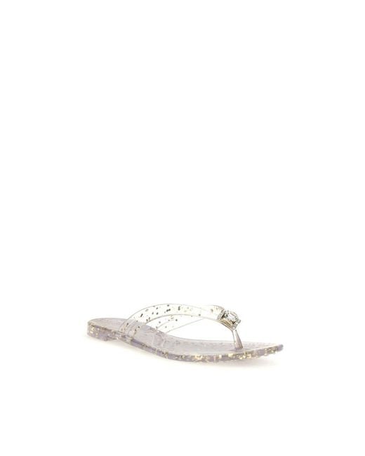 Casadei White Polyurethane Flat Sandals