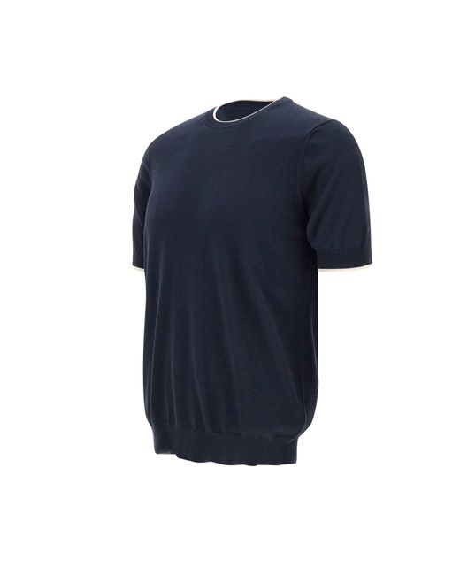 Peserico Blue Cotton Sweater for men