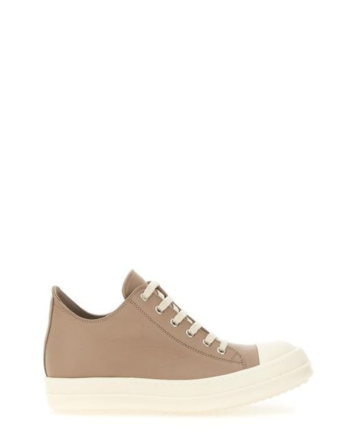 Rick Owens Natural Leather Sneakers For