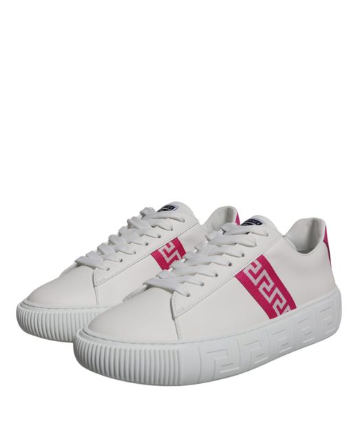 Versace Gray Greca Print Platform Low Top Sneakers Shoes for men