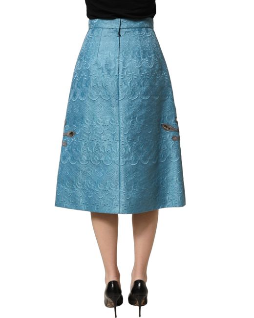 Dolce & Gabbana Blue Jacquard Embroidered A