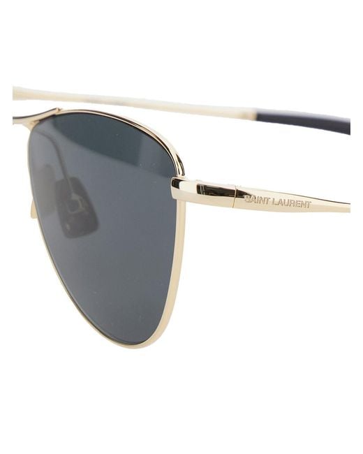 Saint Laurent Metallic Tone Sunglasses With Engraved Logo Metal