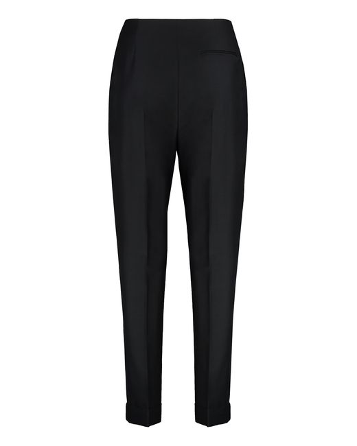 Alberta Ferretti Black Wool And Silk Tapered Pants Virgin Trousers