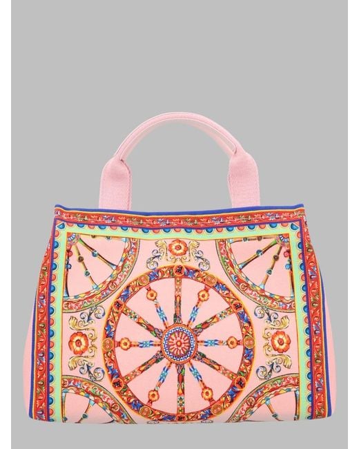 Dolce & Gabbana Pink Tote Bag Canvas Cotton Handbags