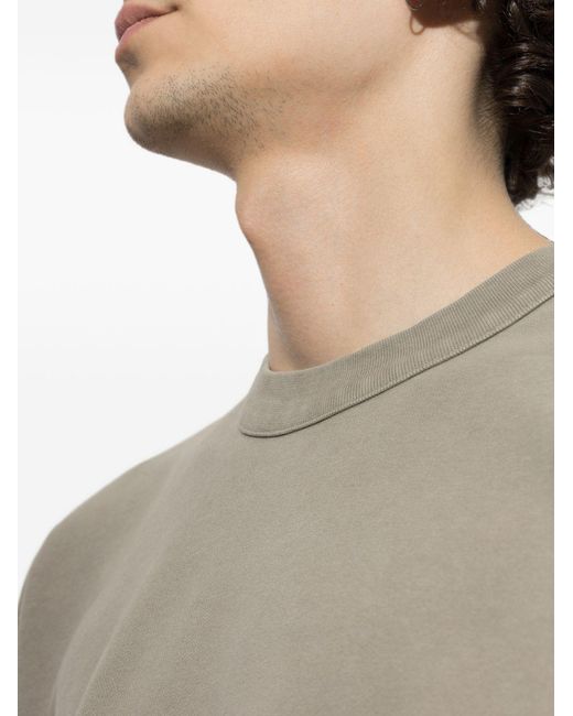 C P Company Natural Rock-Colored Brushed And Emerized Diagonal Cotton Fleece Twill Lens Crewneck Sweatshirt With Lens Detail for men