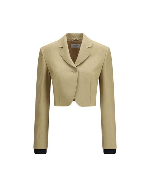 Max Mara Green Beige Linen Denim Jacket