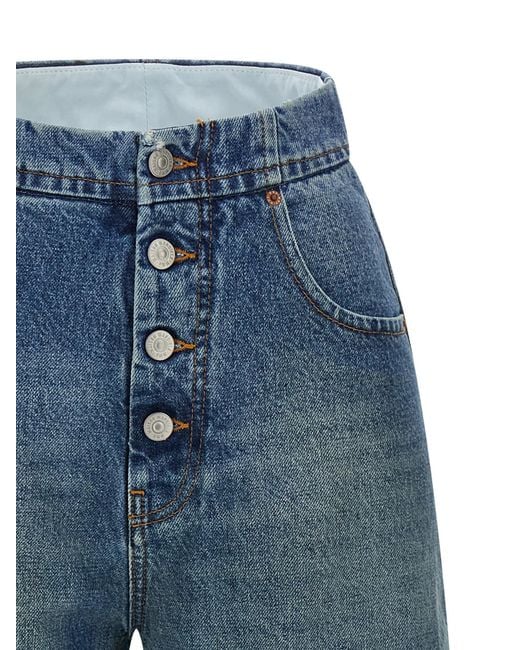 MM6 by Maison Margiela Blue Straight Leg Jeans Cotton