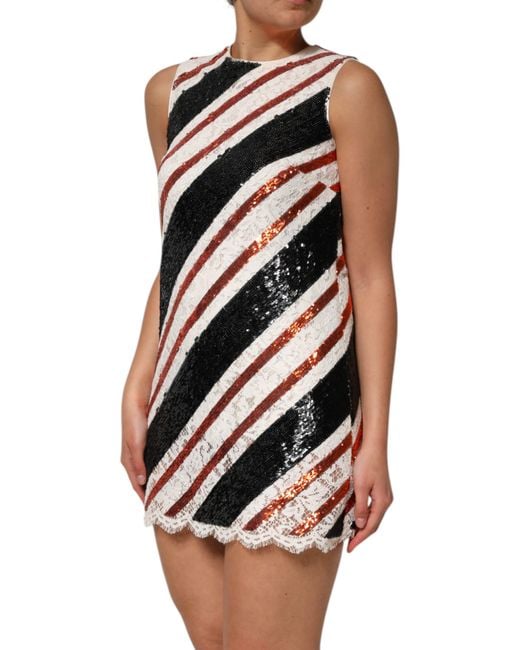 Dolce & Gabbana Black Multicolor Sequin Embellished Shift Dress