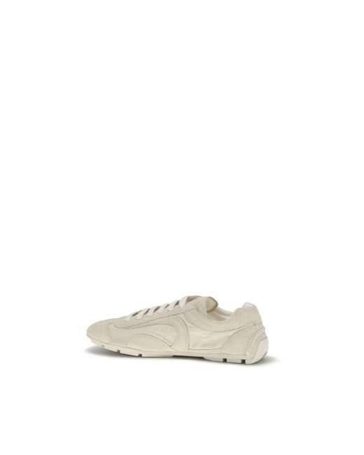 Prada White Beige Calf Leather Bos Taurus Sneakers for men
