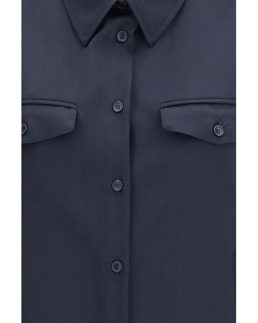 Cruna Blue Overshirt Virgin Wool Fleece (Ovis Aries) Shirt