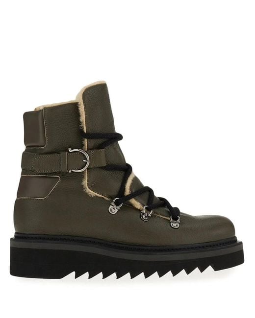 Ferragamo Brown Lace-Up Hiking Boots
