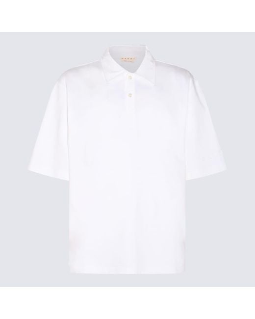 Marni White Cotton Polo Shirt for men