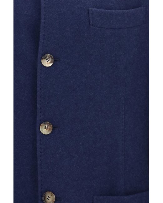 Brunello Cucinelli Blue Cashmere Jacket Kashmir/Capra Hircus for men