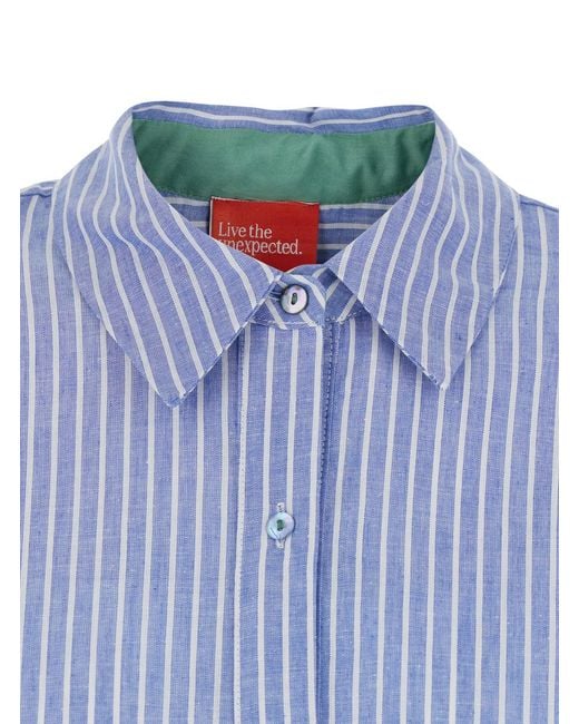 ..,merci Blue Long Sleeve Shirt With Collar And Buttons For Light Blouses