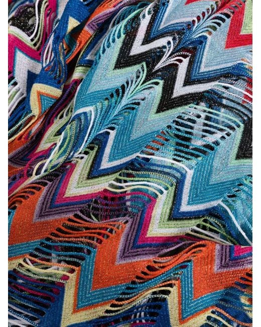 Missoni Blue Zigzag-pattern Maxi Beach Dress