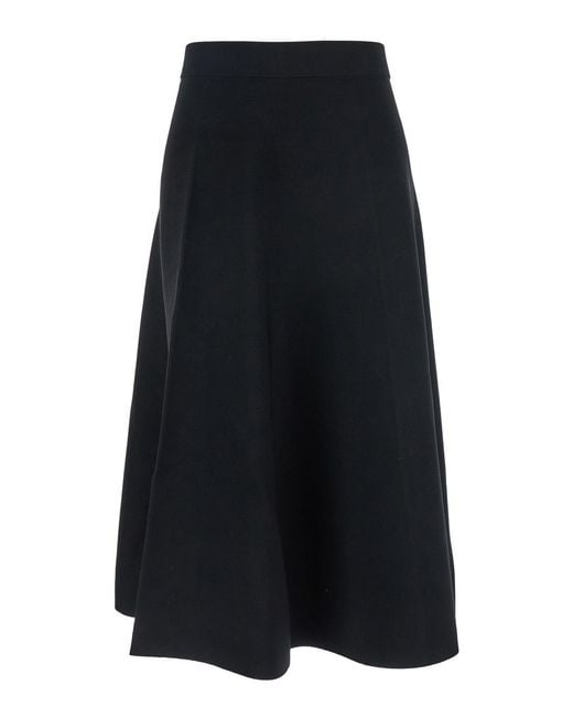 Max Mara Blue Midi Skirt With Elastic High Waist Viscose