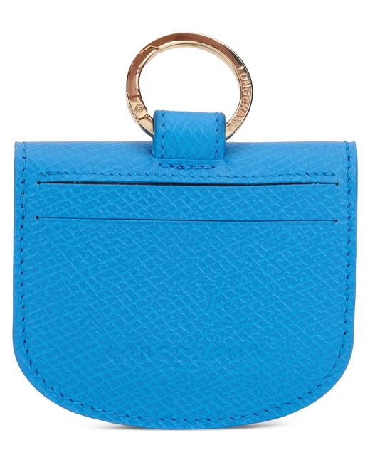 Longchamp Blue Leather Card Holder Cowhide Wallets & Purses