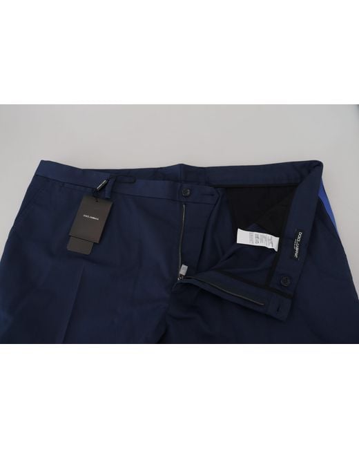 Dolce & Gabbana Blue Cotton Cropped Pants Wool Elastane for men
