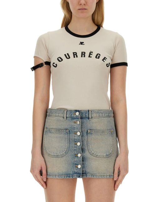 Courreges White T-Shirt With Logo