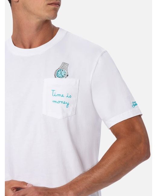 Mc2 Saint Barth Cotton T-Shirt Austin With Watch Print And