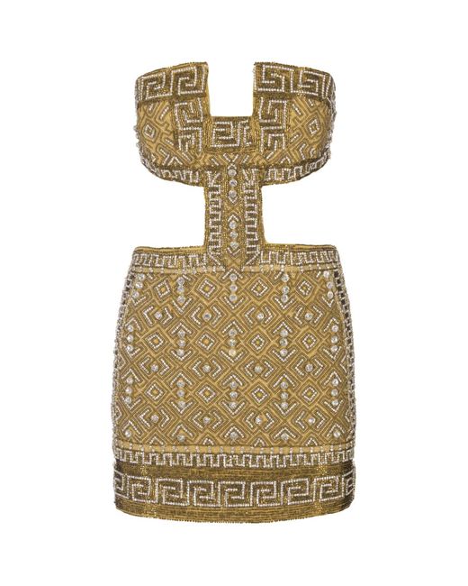retroféte Metallic Golden Norma Mini Dress