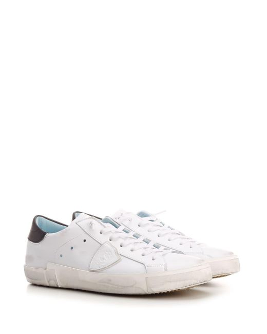 Philippe Model White Prsx Leather Sneakers With Heel Tab for men