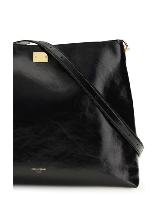 Dolce & Gabbana Black Large Vittoria Leather Shoulder Bag Calf Bos Taurus
