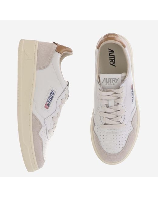 Autry White Sneakers Medalist Low Leather And Suede Rubber Trainers