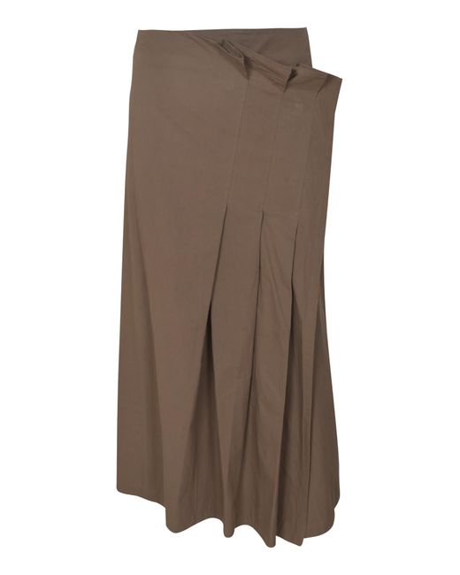 Yohji Yamamoto Brown Pleat Detail Asymmetric Skirt