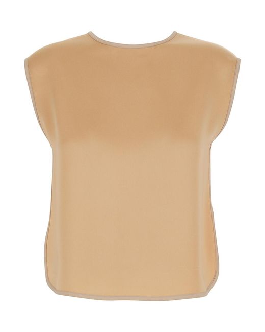 Forte_forte Natural Sleeveless Top With V-Neck On The Back