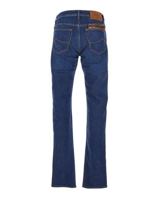 Jacob Cohen Blue 'Bard' Jeans With Belt Loops And Logo Patch On The Rear for men