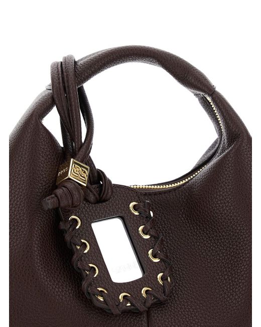 Ganni Black Handbag With Removable Shoulder Strap And Pendant With Logo