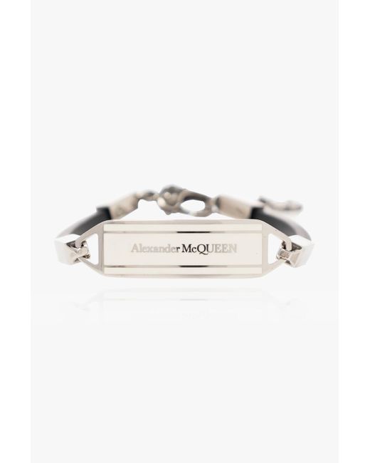 Alexander McQueen Metallic Bracelet With Logo for men
