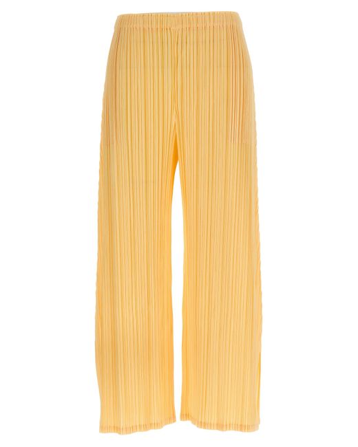 Pleats Please Issey Miyake Yellow Polyester Casual Pants