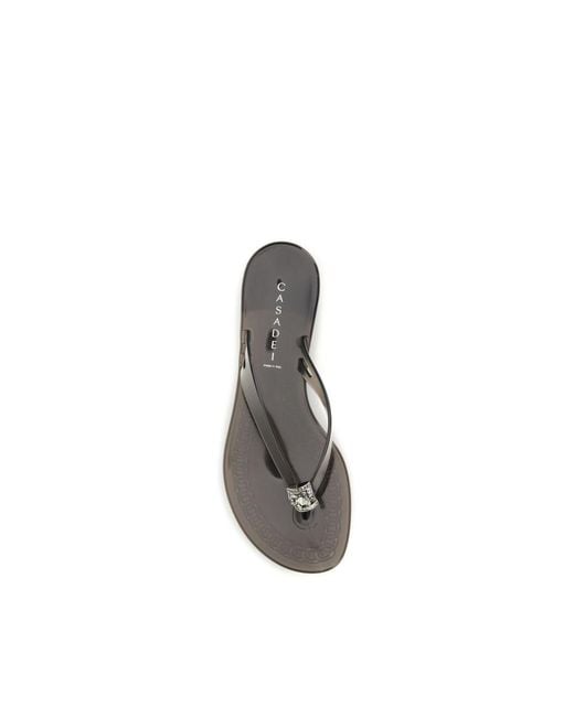 Casadei Black Polyurethane Flat Sandals
