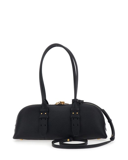 Pinko Black Handbag Bowling Horizontal Leather Shoulder Bags
