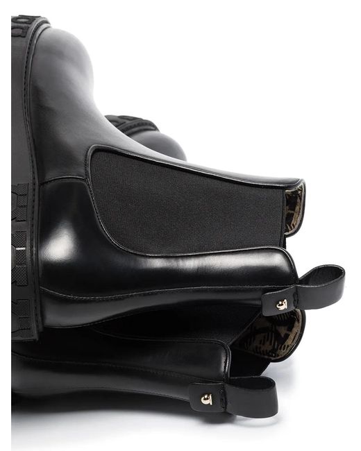Ferragamo Black Gancini Logo-Detail Chelsea Boots
